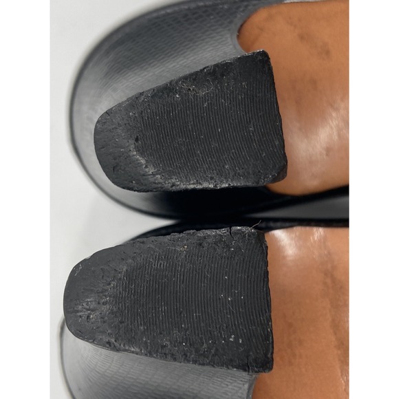 SALVATORE FERRAGAMO Black Leather Chunky Heels Pumps Sz 5.5 B - Picture 11 of 11